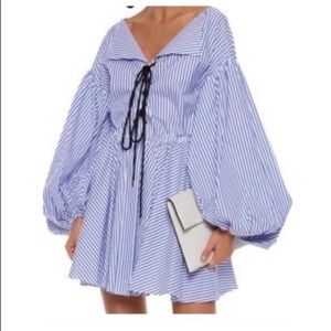 New Caroline Constas ‘Olympia’ Lace Up Stripe Mini Dress